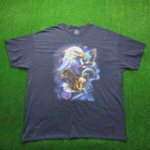 DOM Tshirt Mens 3XL‎ Short Sleeve Blue Bald Eagle Galaxy Space Graphic Casual